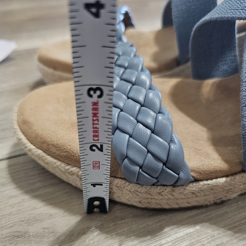 NEW Espadrille Women's Espadrille Wedge Sandals Blue Braided Elastic Slingback - Picture 3 of 13